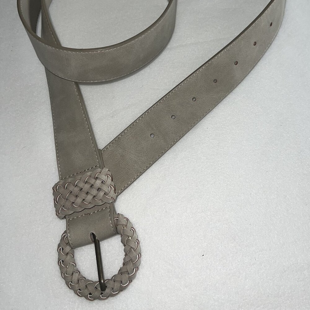 Maurices 2X Tan faux leather Belt Braided buckle - Picture 3 of 3